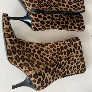 Casual Corner, genuine cowhide, leopard print booties, size 8M.